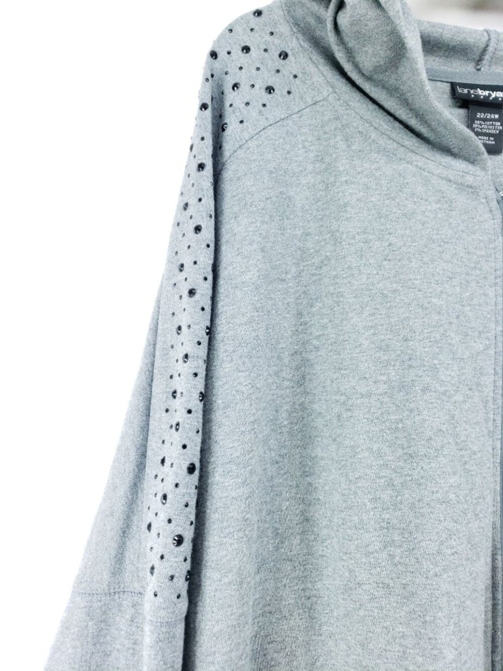 Lane Bryant Womens Size 22/24 Fashion Jacket Hooded Gray Embellished - Picture 3 of 6
